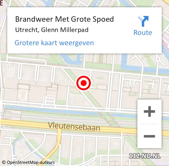 Locatie op kaart van de 112 melding: Brandweer Met Grote Spoed Naar Utrecht, Glenn Millerpad op 15 april 2023 23:27