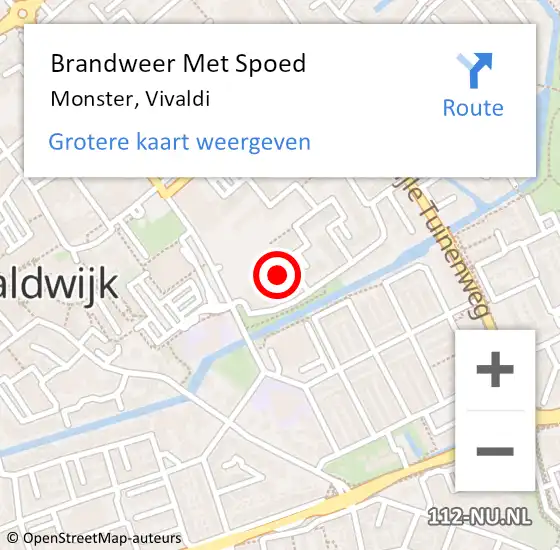 Locatie op kaart van de 112 melding: Brandweer Met Spoed Naar Monster, Vivaldi op 15 april 2023 23:33