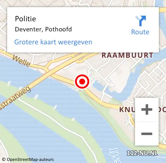 Locatie op kaart van de 112 melding: Politie Deventer, Pothoofd op 15 april 2023 23:36
