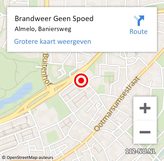 Locatie op kaart van de 112 melding: Brandweer Geen Spoed Naar Almelo, Baniersweg op 15 april 2023 23:38