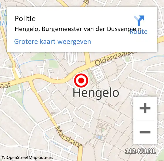 Locatie op kaart van de 112 melding: Politie Hengelo, Burgemeester van der Dussenplein op 16 april 2023 00:39