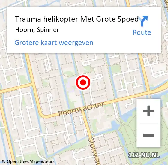 Locatie op kaart van de 112 melding: Trauma helikopter Met Grote Spoed Naar Hoorn, Spinner op 16 april 2023 00:45