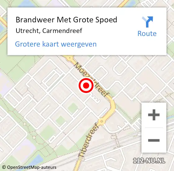 Locatie op kaart van de 112 melding: Brandweer Met Grote Spoed Naar Utrecht, Carmendreef op 16 april 2023 00:48