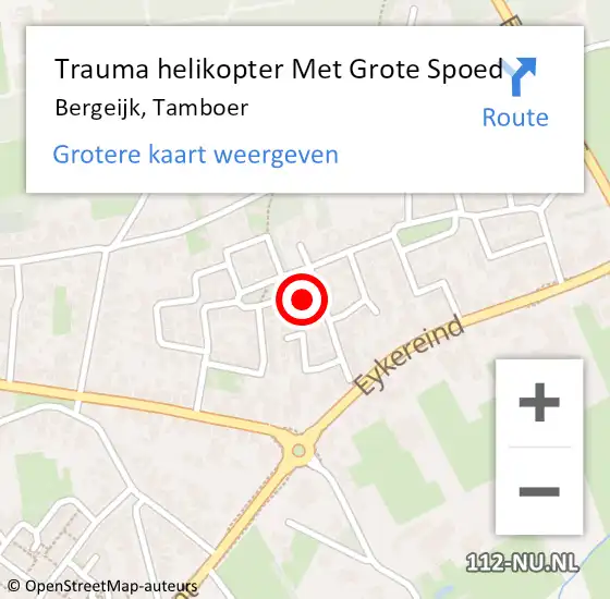 Locatie op kaart van de 112 melding: Trauma helikopter Met Grote Spoed Naar Bergeijk, Tamboer op 16 april 2023 01:40