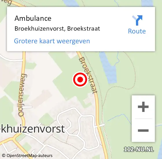 Locatie op kaart van de 112 melding: Ambulance Broekhuizenvorst, Broekstraat op 22 augustus 2014 12:23