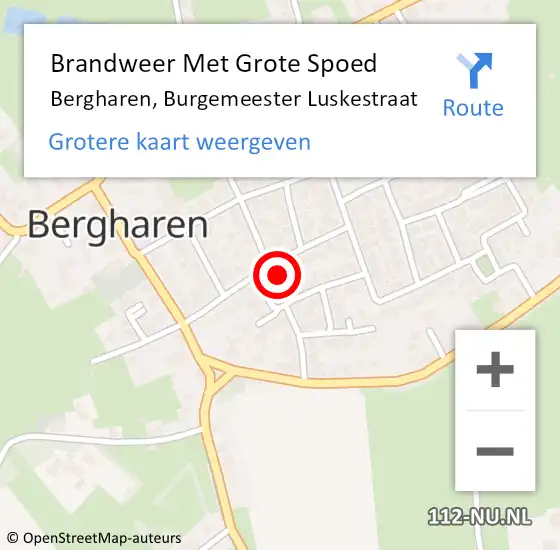 Locatie op kaart van de 112 melding: Brandweer Met Grote Spoed Naar Bergharen, Burgemeester Luskestraat op 16 april 2023 02:59