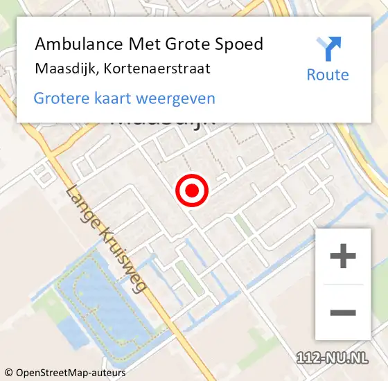 Locatie op kaart van de 112 melding: Ambulance Met Grote Spoed Naar Maasdijk, Kortenaerstraat op 16 april 2023 03:00