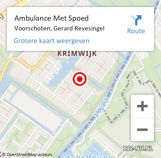 Locatie op kaart van de 112 melding: Ambulance Met Spoed Naar Voorschoten, Gerard Revesingel op 16 april 2023 03:17