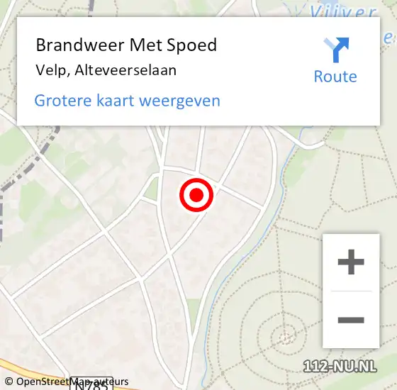 Locatie op kaart van de 112 melding: Brandweer Met Spoed Naar Velp, Alteveerselaan op 16 april 2023 03:50