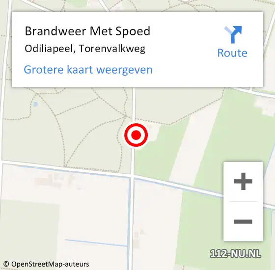 Locatie op kaart van de 112 melding: Brandweer Met Spoed Naar Odiliapeel, Torenvalkweg op 16 april 2023 04:28