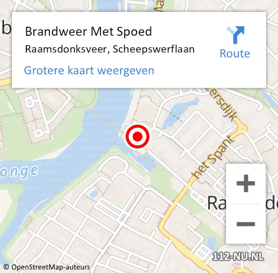 Locatie op kaart van de 112 melding: Brandweer Met Spoed Naar Raamsdonksveer, Scheepswerflaan op 16 april 2023 04:39