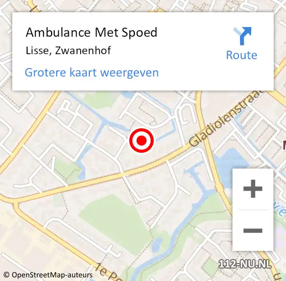 Locatie op kaart van de 112 melding: Ambulance Met Spoed Naar Lisse, Zwanenhof op 16 april 2023 05:34