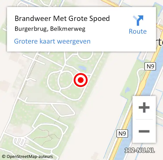 Locatie op kaart van de 112 melding: Brandweer Met Grote Spoed Naar Burgerbrug, Belkmerweg op 16 april 2023 10:00