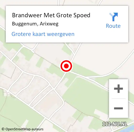 Locatie op kaart van de 112 melding: Brandweer Met Grote Spoed Naar Buggenum, Arixweg op 16 april 2023 10:17