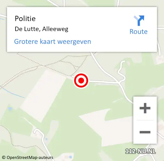 Locatie op kaart van de 112 melding: Politie De Lutte, Alleeweg op 16 april 2023 10:38