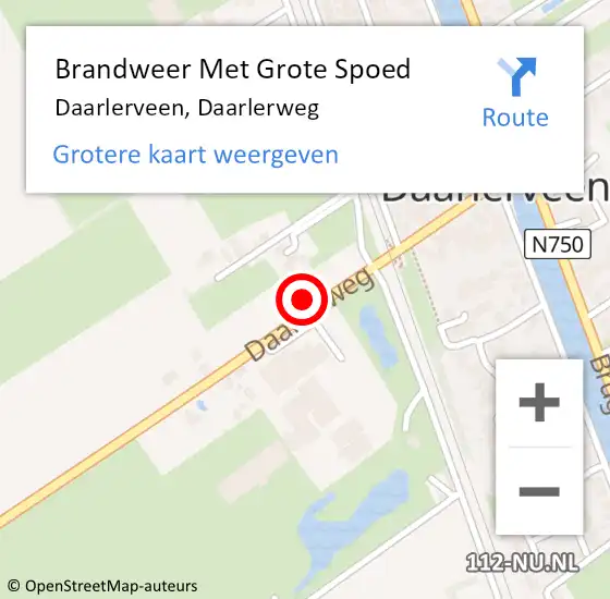 Locatie op kaart van de 112 melding: Brandweer Met Grote Spoed Naar Daarlerveen, Daarlerweg op 22 augustus 2014 12:46