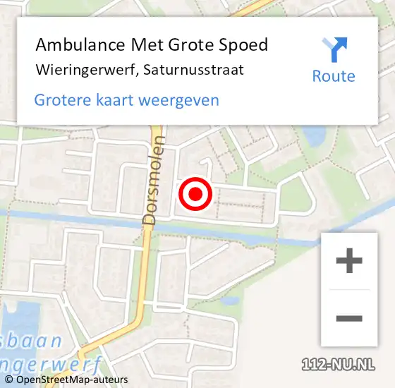 Locatie op kaart van de 112 melding: Ambulance Met Grote Spoed Naar Wieringerwerf, Saturnusstraat op 16 april 2023 10:42