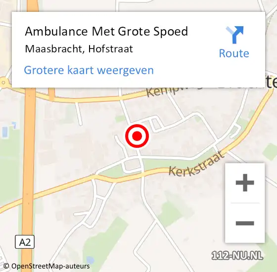 Locatie op kaart van de 112 melding: Ambulance Met Grote Spoed Naar Maasbracht, Hofstraat op 16 april 2023 11:12