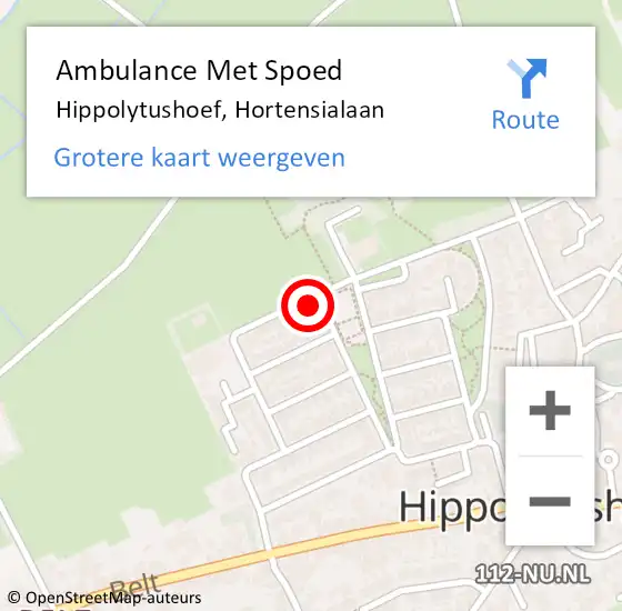 Locatie op kaart van de 112 melding: Ambulance Met Spoed Naar Hippolytushoef, Hortensialaan op 16 april 2023 11:23