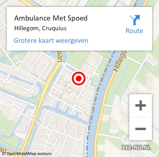 Locatie op kaart van de 112 melding: Ambulance Met Spoed Naar Hillegom, Cruquius op 16 april 2023 11:25