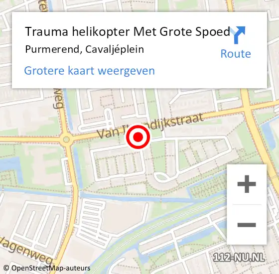 Locatie op kaart van de 112 melding: Trauma helikopter Met Grote Spoed Naar Purmerend, Cavaljéplein op 16 april 2023 11:34