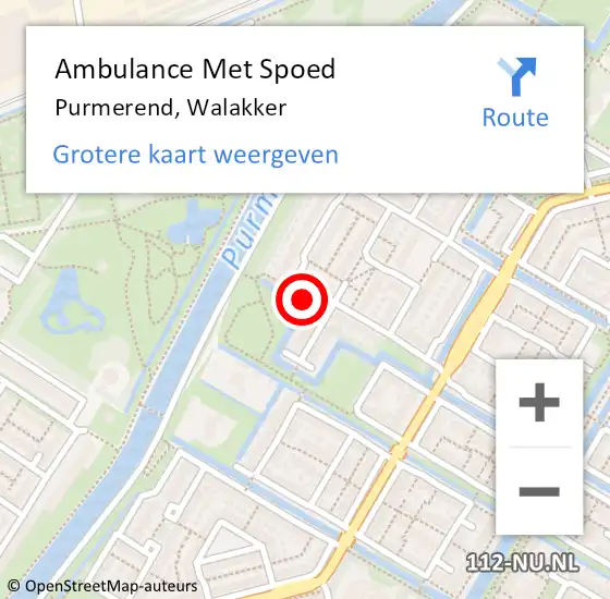 Locatie op kaart van de 112 melding: Ambulance Met Spoed Naar Purmerend, Walakker op 16 april 2023 11:38