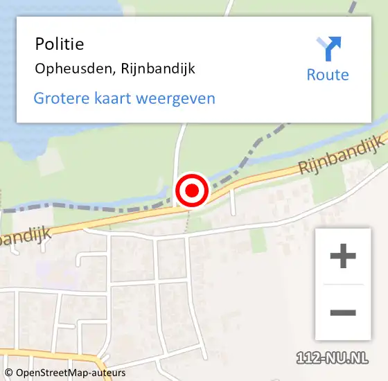 Locatie op kaart van de 112 melding: Politie Opheusden, Rijnbandijk op 16 april 2023 11:39