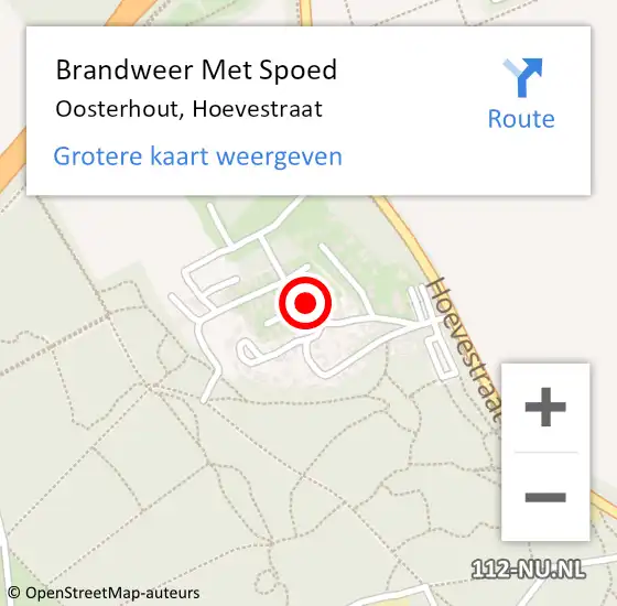 Locatie op kaart van de 112 melding: Brandweer Met Spoed Naar Oosterhout, Hoevestraat op 16 april 2023 11:57