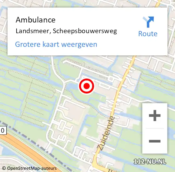 Locatie op kaart van de 112 melding: Ambulance Landsmeer, Scheepsbouwersweg op 16 april 2023 12:35