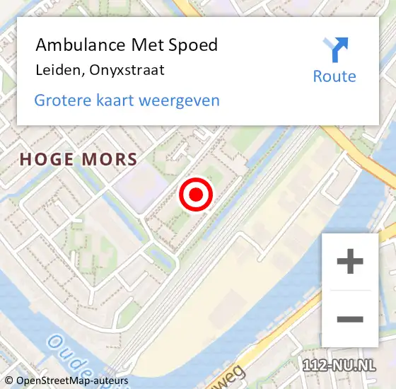 Locatie op kaart van de 112 melding: Ambulance Met Spoed Naar Leiden, Onyxstraat op 16 april 2023 12:36