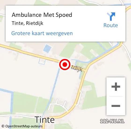 Locatie op kaart van de 112 melding: Ambulance Met Spoed Naar Tinte, Rietdijk op 22 augustus 2014 12:55