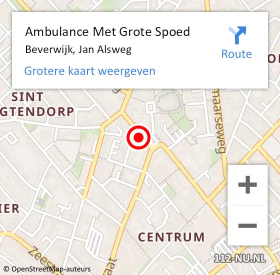 Locatie op kaart van de 112 melding: Ambulance Met Grote Spoed Naar Beverwijk, Jan Alsweg op 16 april 2023 12:42