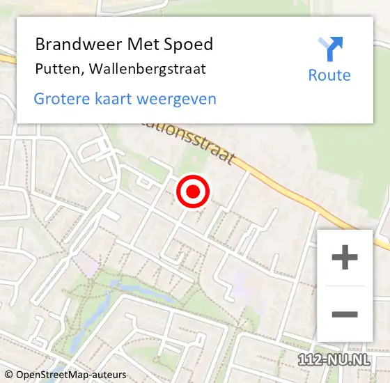 Locatie op kaart van de 112 melding: Brandweer Met Spoed Naar Putten, Wallenbergstraat op 16 april 2023 12:58