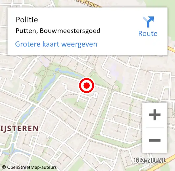 Locatie op kaart van de 112 melding: Politie Putten, Bouwmeestersgoed op 16 april 2023 13:10