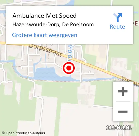 Locatie op kaart van de 112 melding: Ambulance Met Spoed Naar Hazerswoude-Dorp, De Poelzoom op 16 april 2023 13:16