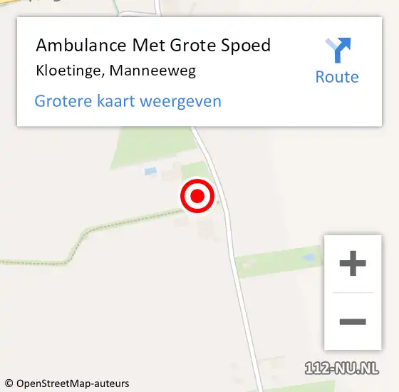 Locatie op kaart van de 112 melding: Ambulance Met Grote Spoed Naar Kloetinge, Manneeweg op 22 augustus 2014 12:58