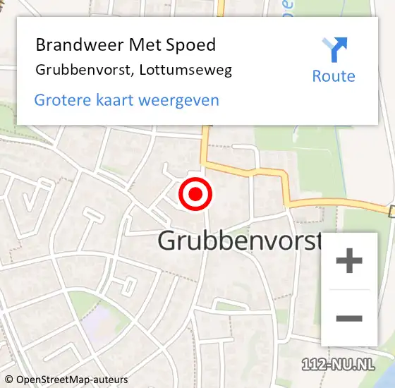 Locatie op kaart van de 112 melding: Brandweer Met Spoed Naar Grubbenvorst, Lottumseweg op 16 april 2023 13:45