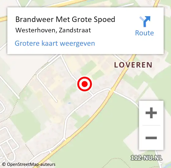 Locatie op kaart van de 112 melding: Brandweer Met Grote Spoed Naar Westerhoven, Zandstraat op 16 april 2023 14:06