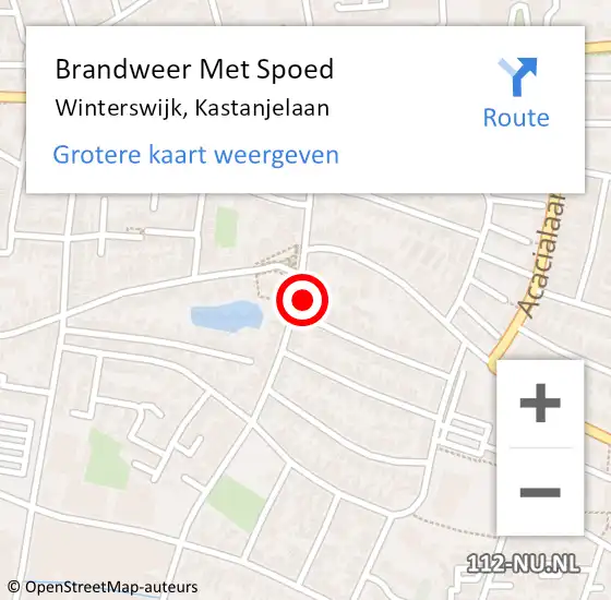 Locatie op kaart van de 112 melding: Brandweer Met Spoed Naar Winterswijk, Kastanjelaan op 16 april 2023 15:01