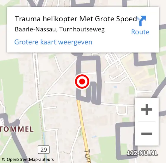 Locatie op kaart van de 112 melding: Trauma helikopter Met Grote Spoed Naar Baarle-Nassau, Turnhoutseweg op 16 april 2023 15:01