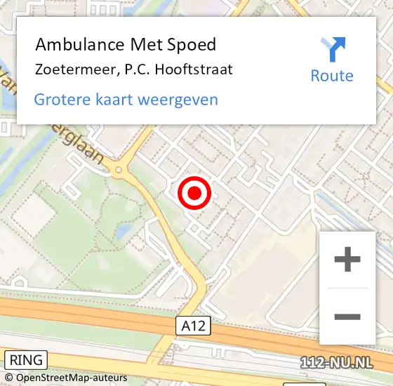 Locatie op kaart van de 112 melding: Ambulance Met Spoed Naar Zoetermeer, P.C. Hooftstraat op 16 april 2023 15:20