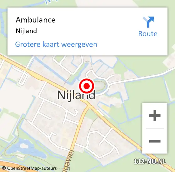 Locatie op kaart van de 112 melding: Ambulance Nijland op 16 april 2023 15:34