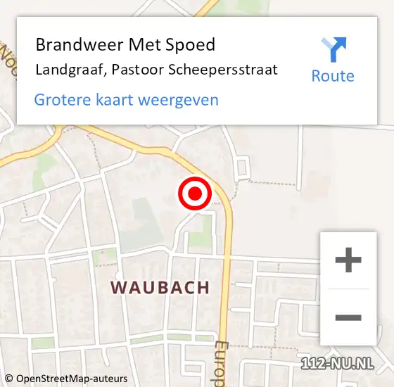 Locatie op kaart van de 112 melding: Brandweer Met Spoed Naar Landgraaf, Pastoor Scheepersstraat op 16 april 2023 15:43