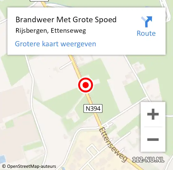 Locatie op kaart van de 112 melding: Brandweer Met Grote Spoed Naar Rijsbergen, Ettenseweg op 16 april 2023 15:52