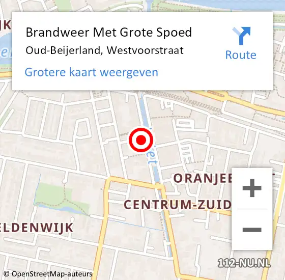 Locatie op kaart van de 112 melding: Brandweer Met Grote Spoed Naar Oud-Beijerland, Westvoorstraat op 16 april 2023 15:56