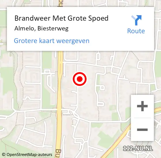 Locatie op kaart van de 112 melding: Brandweer Met Grote Spoed Naar Almelo, Biesterweg op 16 april 2023 16:00