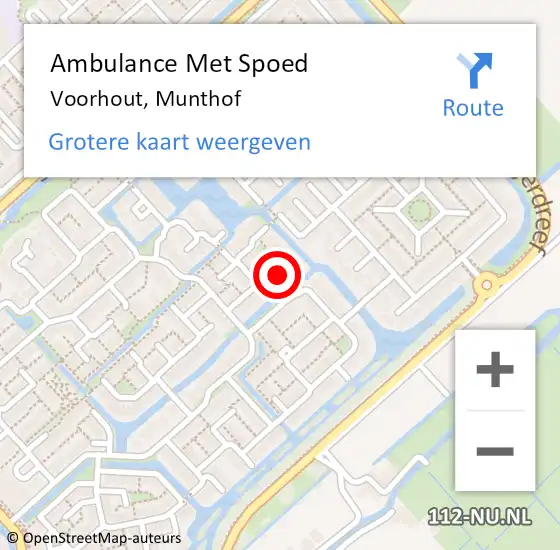 Locatie op kaart van de 112 melding: Ambulance Met Spoed Naar Voorhout, Munthof op 16 april 2023 16:56