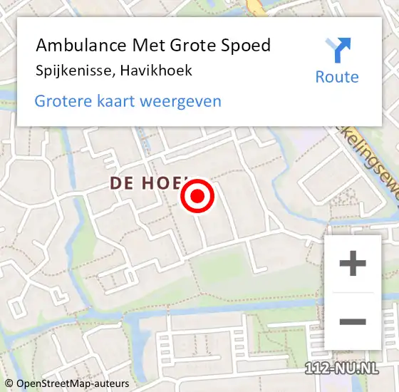 Locatie op kaart van de 112 melding: Ambulance Met Grote Spoed Naar Spijkenisse, Havikhoek op 16 april 2023 17:01