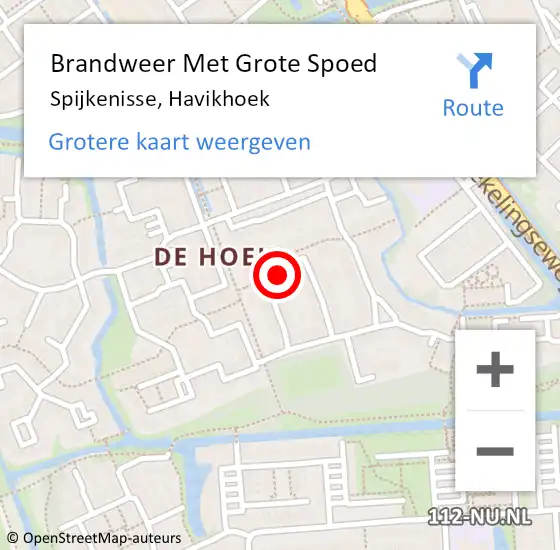 Locatie op kaart van de 112 melding: Brandweer Met Grote Spoed Naar Spijkenisse, Havikhoek op 16 april 2023 17:03