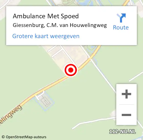 Locatie op kaart van de 112 melding: Ambulance Met Spoed Naar Giessenburg, C.M. van Houwelingweg op 16 april 2023 17:05